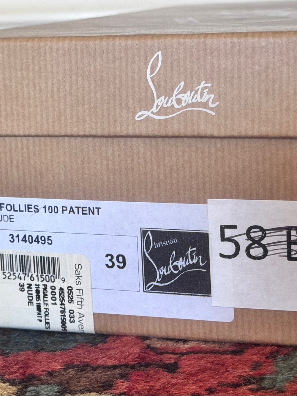 Christian Louboutin Patent Leather Stiletto Pumps in Nude Red Pointed Toe EU 39 - Picture 5 of 6